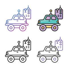 Remote control car icon design in four variation color