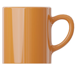 3d rendering of an orange shiny coffee cup isolated.