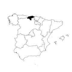 Vector map of the province of Cantabria highlighted highlighted in black on the map of Spain.