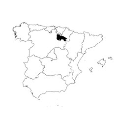 Vector map of the province of La Rioja highlighted highlighted in black on the map of Spain.