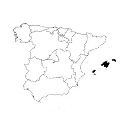 Vector map of the province of Islas Baleares highlighted highlighted in black on the map of Spain.