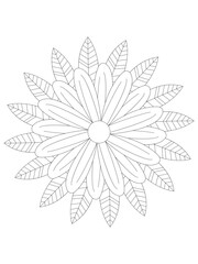 
   Flowers  Leaves Coloring page Adult.Contour drawing of a mandala on a white background.  Vector illustration Floral Mandala Coloring Pages, Flower Mandala Coloring Page, Coloring Page For Adul    