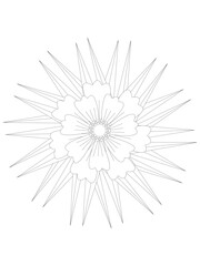 Obraz premium Flowers Leaves Coloring page Adult.Contour drawing of a mandala on a white background. Vector illustration Floral Mandala Coloring Pages, Flower Mandala Coloring Page, Coloring Page For Adul 