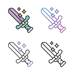 Toy sword icon design in four variation color