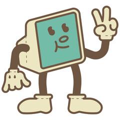 monitor retro cartoon illustration