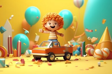 Obraz na płótnie Canvas Playful Kids 3D Render of Friendship Day, Generative AI