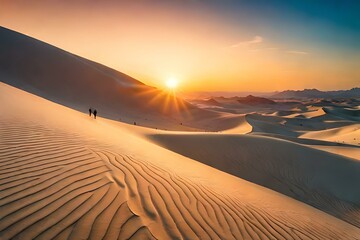 Fototapeta na wymiar sunset in the sand AI Generated 
