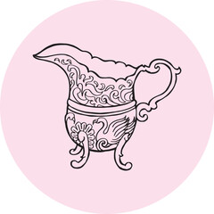 antique milk jug hand drawing illustrstion vector