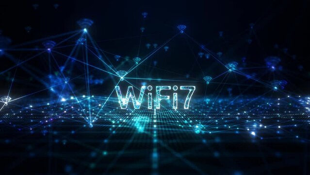 WiFi 6G future technology digital data network connections background, Technology wireless data transmission extremely high throughput, WIFI icon on abstract background 4k