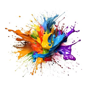 Rainbow color paint splash background. Generative AI
