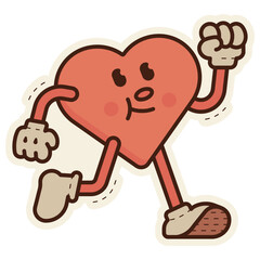 heart retro cartoon sticker