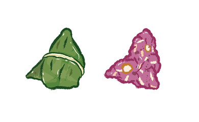 Naklejka premium Purple rice wrapped zongzi in food illustration