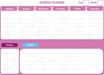 Monthly Planner, Organizer Planner, paper, note, template en inglés