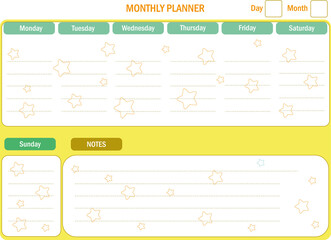 Monthly Planner, Organizer Planner, paper, note, template en ingl&eacute;s