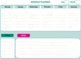 Monthly Planner, Organizer Planner, paper, note, template