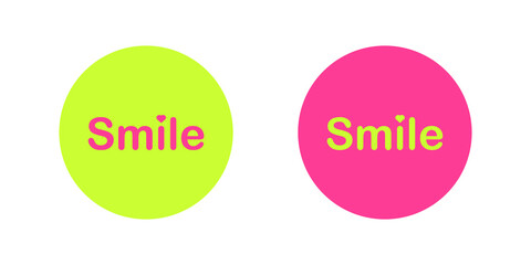Two bright stickers with the text smile
