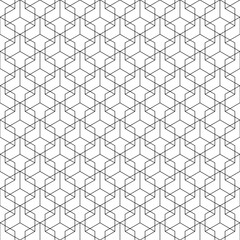 Seamless hexagonal geometric pattern, wallpaper, lines, black and white
