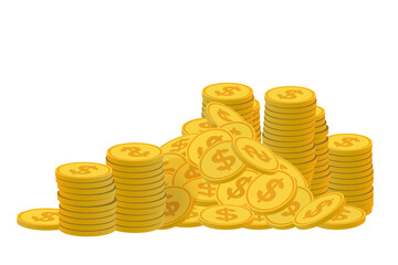 Heap of the golden coins  on transparent background - 614747713