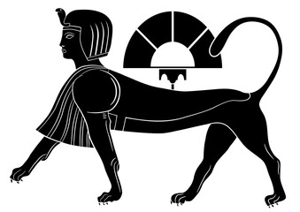 Sphinx - mythical creatures of ancient Egypt on transparent background