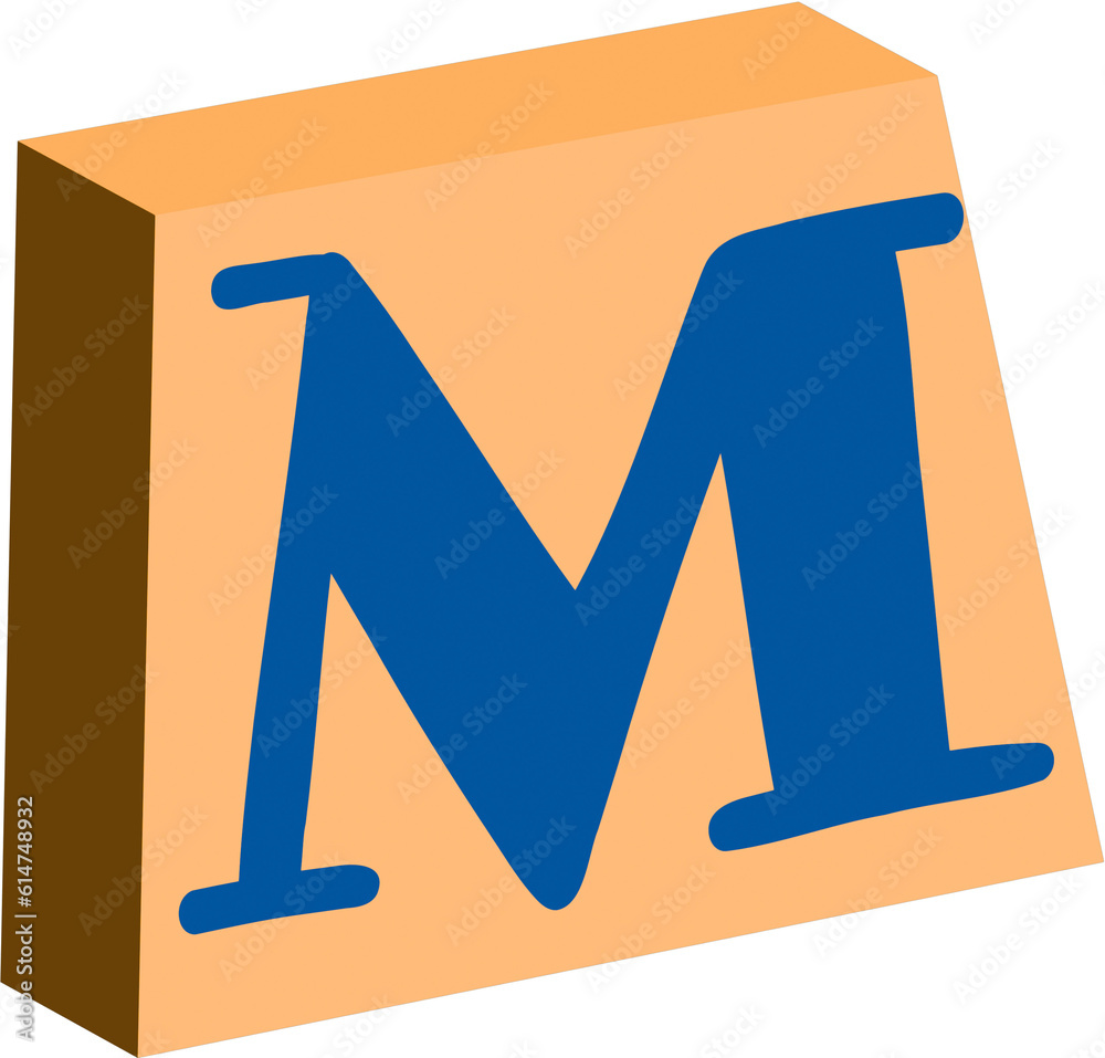 Sticker 3d vintage letter m