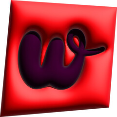 3d vintage letter W