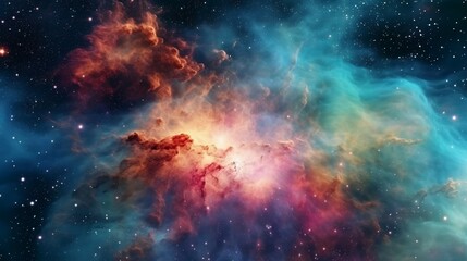 Nebula and galaxies in space. Abstract cosmos background , Glorious Sky - Elements of this Image Furnished by NASA,Visualize a vibrant, multicolored space galaxy with dense cloud formations 