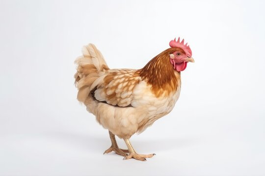 Brown chicken isolated on white background. Illustration.