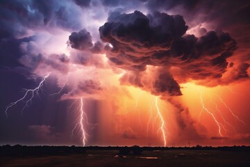 Fototapeta na wymiar Stormy Sky with Lightning Strikes. Generative AI