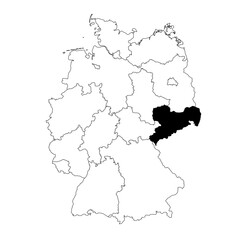 Vector map of the Bundesland of Sachsen highlighted highlighted in black on the map of Germany.
