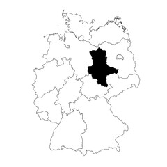 Vector map of the Bundesland of Sachsen-Anhalt highlighted highlighted in black on the map of Germany.