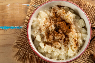 cup of canjica, typical food consumed in the Brazilian Festa Juninas