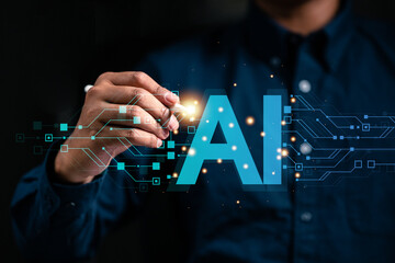 AI technology, Business global internet connection technology, Digital transformation technology strategy, Transformation of ideas an the adoption of technology in business in the digital age.