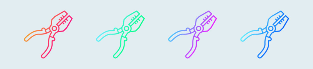 Plier line icon in gradient colors. Repair tool signs vector illustration.