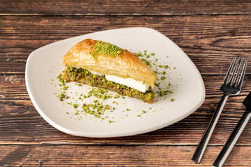 Carrot slice baklava, Baklava with pistachio. Turkish traditional dessert. Turkish name havuc dilimi
