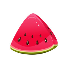 A slice of watermelon. Juicy, summertime watermelon slice isolated on white background. Vector illustration.