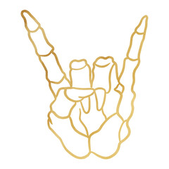 Gold Skeleton Rock Hand Gesture