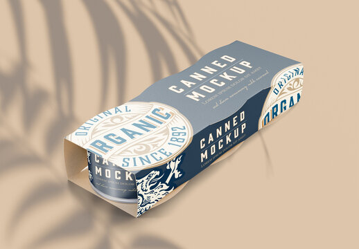 Packaging with Tin Cans Mockup