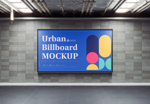 Subway Billboard Advertisement Scene Mockup