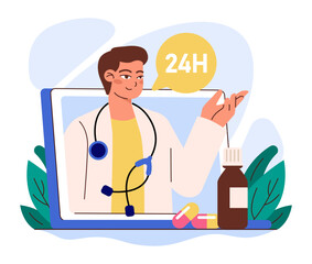 Online consultation with a doctor. Remote medical treatment