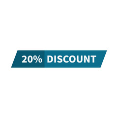 Obraz premium 20 Discount In Blue Color Parallelogram Rectangle Shape For Advertising Sale 