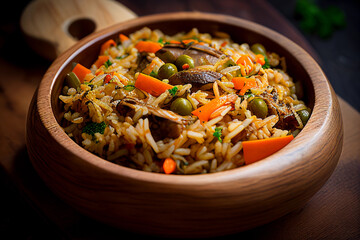 Pilaf is a rice and meat dish. AI Generated
