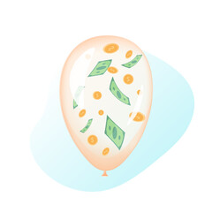 Ball with money on a white background