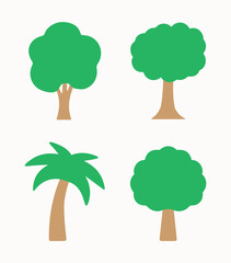 Tree, coconut tree, green, vegetation, nature. Forest, plantation, farm, reforest. Ecology, sustainability. Vector, symbol, icon, illustration