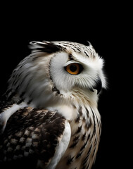 Snowy owl profile portrait - Generative AI