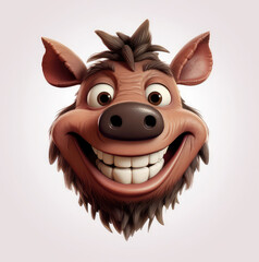 Cartoon boar mascot smiley face on white background