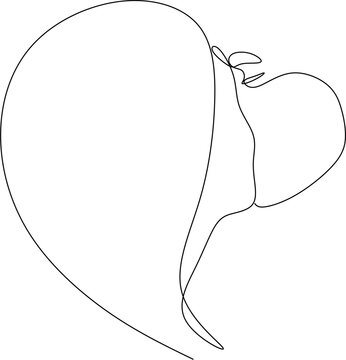 recommend clip art: The silhouette of kissing couple faces drawn in one continuous line. Vector illustration