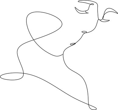recommend clip art: The silhouette of kissing couple faces drawn in one continuous line. Vector illustration