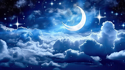 Plakat Mystical Lunar Delight: Moon and Celestial Symphony - Generative AI