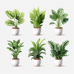 set of plants in pots, ai generated
