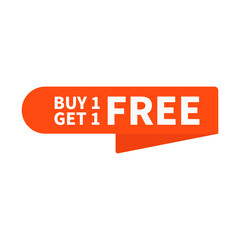 Buy One Get One Free In Orange Color Ribbon Rounded Rectangle Shape For Promotion Sale
